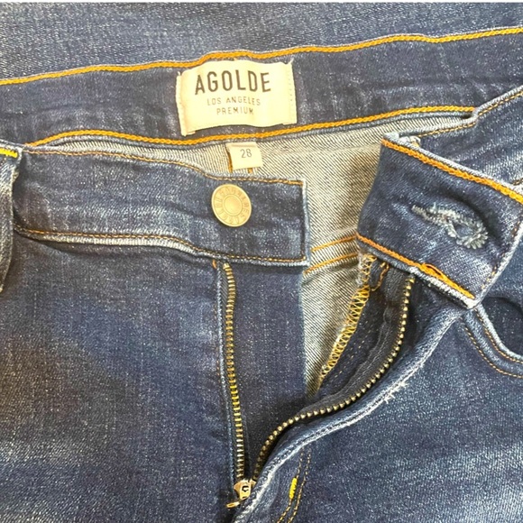 AGOLDE Isabel Slim Boyfriend Mid Rise Distressed Ankle Blue Jean Womens Size 28 - Picture 7 of 12